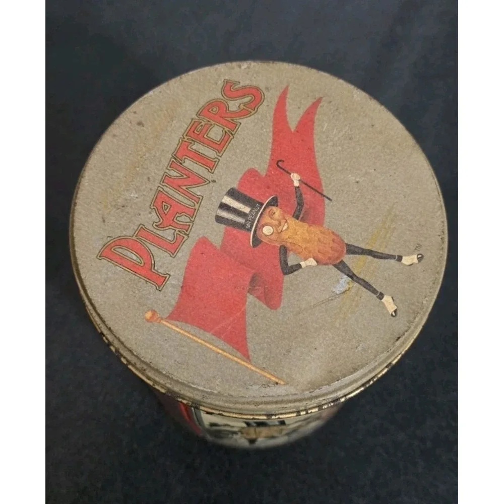 3pc Vintage Peanut Planters Wheat Thins Crayola‎ 80s Tin Lot Metal Cans Lids